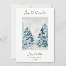 フォレストメリークリスマスウォーターカラーホリデーカード シーズンカード