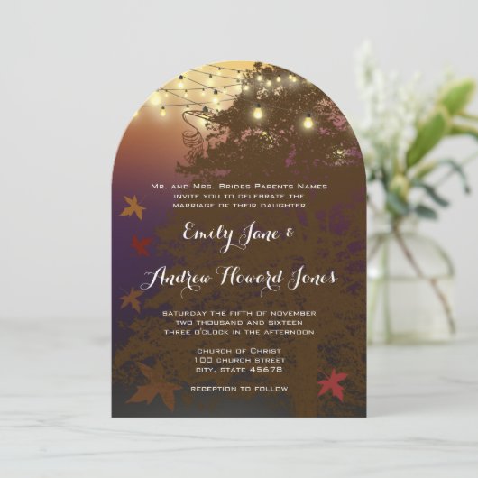 フォレストライツブラウンメープルツリー結婚式招待状 招待状 (スタンド正面)