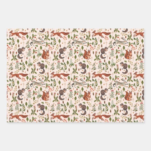 フォレストライフチップムンクリスのドングルスウサギ ラッピングペーパーシート (正面2)