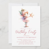 フォレストリトルフェアリーピンクの誕生日パーティー 招待状 (正面)