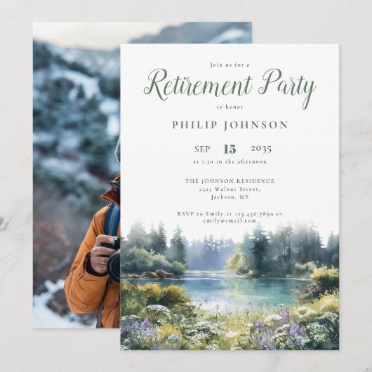 フォレストレイクサイド写真退職パーティー 招待状 (正面/裏面)