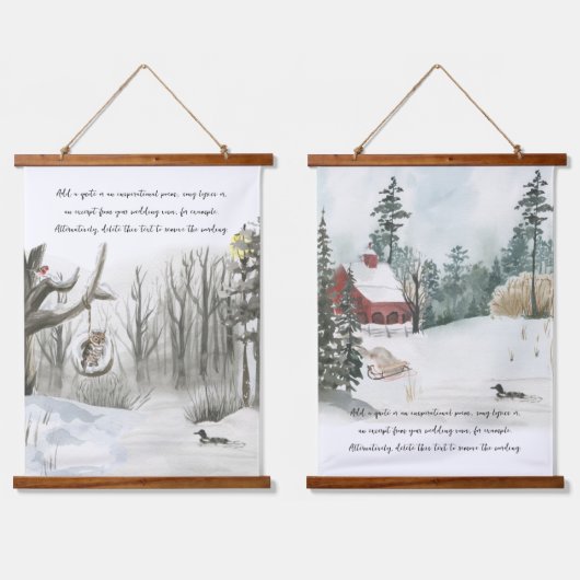 フォレストレイクハウスウォーターカラーオプションの文言 吊り下げ型タペストリー (ダブル)