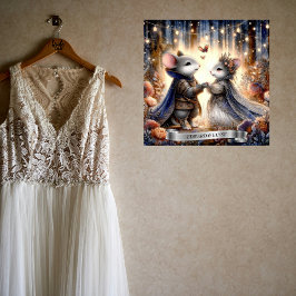 フォレストロマンスマウスカップルウェディングパーソナライズド ポスター