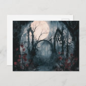 フォレスト不気味フルムーンレッドローゼハロウィーン シーズンポストカード (正面/裏面)