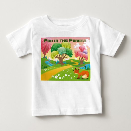 フォレスト内のキツネのカスタマイズ ベビーTシャツ (正面)