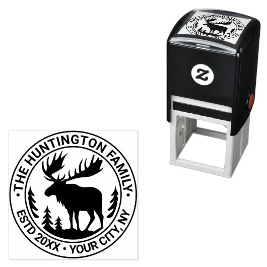 フォレスト内のムースシルエットファミリー名推定日 セルフインキングスタンプ (インサイチュ)