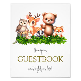 フォレスト動物ベビーGuestBookサイン フォトプリント