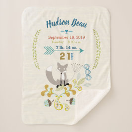 フォレスト子供部屋キツネリーフフローラルパターン誕生状態 シェルパブランケット