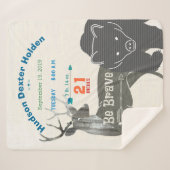 フォレスト子供部屋ベアーシカ男の赤ちゃん誕生統計 シェルパブランケット (正面(横))