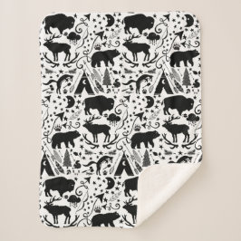 フォレスト子供部屋動物トラックバッファローテペパターン シェルパブランケット