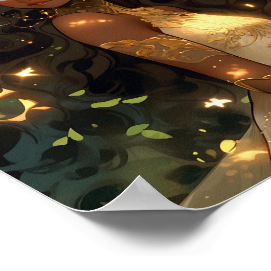 フォレスト小妖精や小人アフリカンアメリカブラックファンタジーアート ポスター (角)