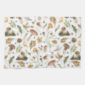 フォレスト秋のマッシュルーム離れのモミのコーンDragonfly キッチンタオル (横)