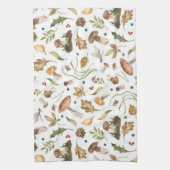 フォレスト秋のマッシュルーム離れのモミのコーンDragonfly キッチンタオル (縦)