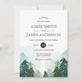 フォレスト結婚式招待状ウィンター素朴ウッズパイン 招待状 (正面)