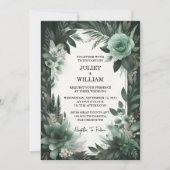 フォレスト自然ガーデンプラントダークグリーン結婚ズ 招待状 (正面)
