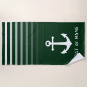 フォレスト航海のヴィンテージいかりあなたの名前またはボート ビーチタオル (正面)