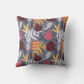 フォレスト葉パターンブルー秋自然 クッション (裏面)