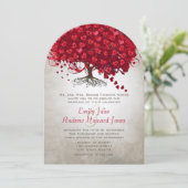 フォレスト赤いハートリーフツリーの結婚式の招待 招待状 (スタンド正面)
