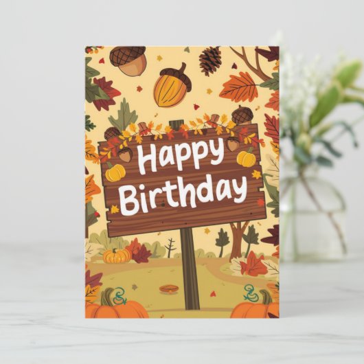 フォレスト魅力的ウィッシュオータム秋ハッピーバースデー カード (スタンド正面)
