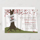 フォレスト/ウッドランドリハーサルディナー招待状レッド 招待状 (正面/裏面)