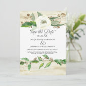 フォレスト ウッドランド ウッド リーフ BOHO フォト セーブ・ザ・デート (スタンド正面)