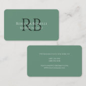 フォレスト・グリーンのミニマリストMonogram Editor in Chief 名刺 (正面/裏面)