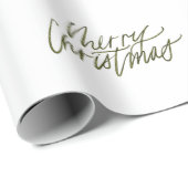 フォレスト・グリーン・メリー・クリスマス・スクリプト・ギフト ラッピングペーパー (ロールコーナー)