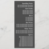 フォレスト グレー, レストラン スリムライン メニュー (裏面)