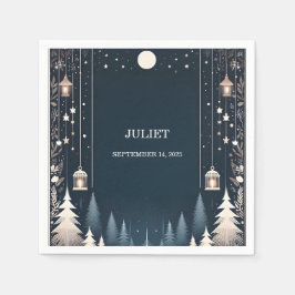 フォレスト スターズ スノー ブライト ウィンター ブライダル シャワー スタンダードカクテルナプキン