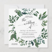 フォレスト フォリアージュ ウェディング ウォーターカラー リース | スクエア 招待状 (正面)
