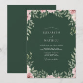 フォレスト・ペオニーのリースの結婚式 招待状 (正面/裏面)