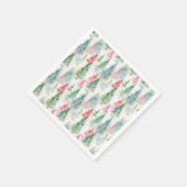 フォレスト、レッドグリーンパインツリーズホリデー スタンダードカクテルナプキン (角)