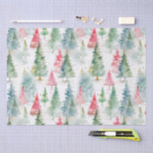 フォレスト、レッドグリーンパインツリーズホリデー 薄葉紙 (クラフト)