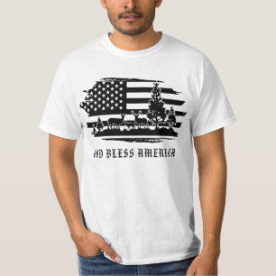 *~*フォレストAP27鹿パインズモダンアメリカ国旗 Tシャツ