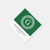 フォレストGr Whtギリシャ語鍵Rndフレームイニシャルモノグラム スタンダードカクテルナプキン (角)