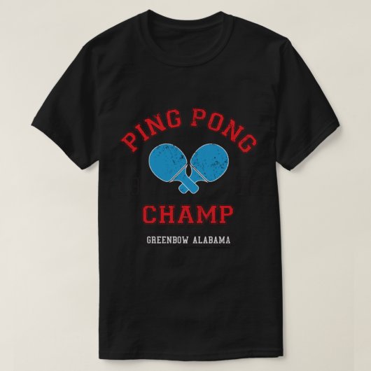 フォレストGump Ping Pong Champ Greenbow Alabama 1972 Tシャツ (デザイン正面)