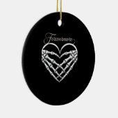 フォレバーモアのスケルトン手ハートゴシックのロマンス セラミックオーナメント (右)