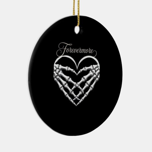 フォレバーモアのスケルトン手ハートゴシックのロマンス セラミックオーナメント (右)