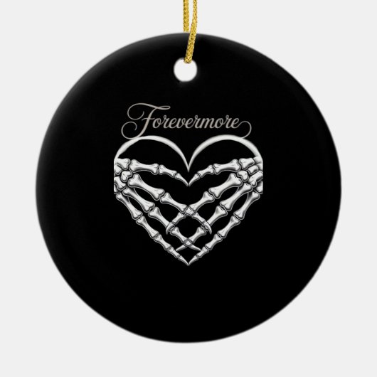 フォレバーモアのスケルトン手ハートゴシックのロマンス セラミックオーナメント (正面)