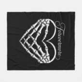 フォレバーモアのスケルトン手ハートゴシックのロマンス フリースブランケット (正面(横))