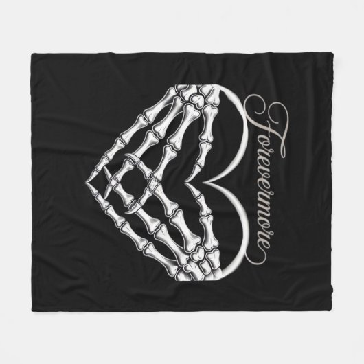 フォレバーモアのスケルトン手ハートゴシックのロマンス フリースブランケット (正面(横))