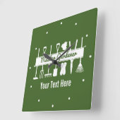 フォレパーソナライズされたモダンストグリーンマスター庭師 スクエア壁時計 (傾斜)