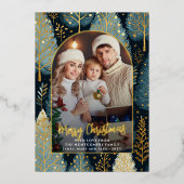 フォレモダンストカスタムクリスマス写真アーチ 箔シーズンカード (正面)