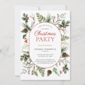 フォレモダンストベリーピネコーンクリスマスパーティー 招待状 (正面)