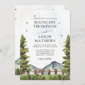 フォレモダンスト山素朴水色結婚の 招待状 (正面/裏面)