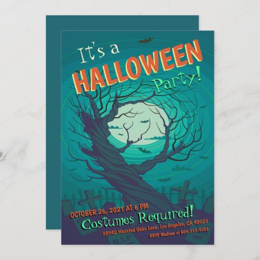 フォレ不気味幽霊のよく出るストハロウィーンの衣装パーティー 招待状 (正面/裏面)