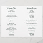 フォレ伝統的ストグリーンフォーマル結婚式 プログラム (裏面)