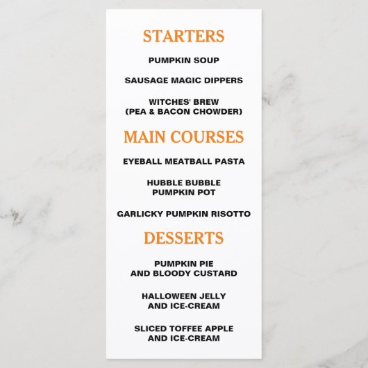 フォレ幽霊のよく出るストハロウィーンメニュー メニュー (裏面)