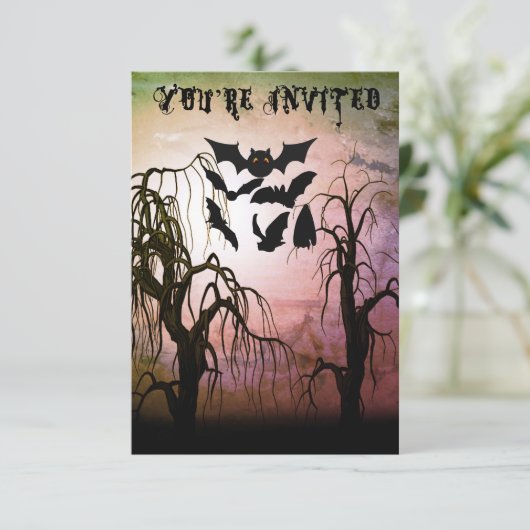 フォレ幽霊のよく出るスト10代のハローウィンパーティ招待状 セーブザデート (スタンド正面)