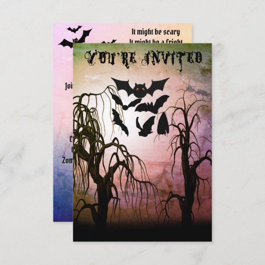フォレ幽霊のよく出るスト10代のハローウィンパーティ招待状 セーブザデート (正面/裏面)